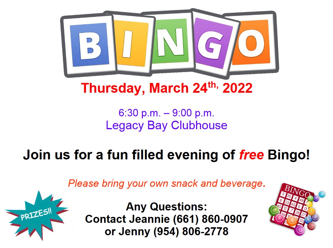 Bingo Night - Legacy Bay